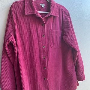 LL Bean pink corduroy shacket size large